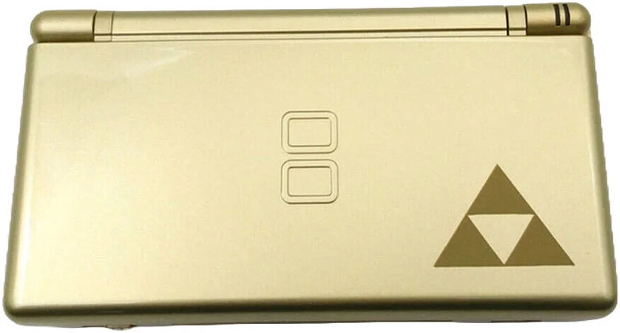 کنسول نینتندو DS Lite، دارای دو صفحه نمایش LCD فوق العاده روشن، تا 19 ساعت گیم پلی، بسته باتری قابل شارژ، نرخ پر شدن پیکسل 30M/s، سازگار با GBA، طلایی سلطنتی | NDSLRG