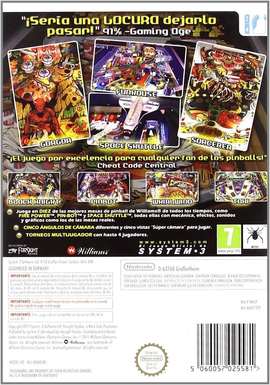 بازی کلاسیک پین بال ویلیامز نینتندو (نسخه PAL)