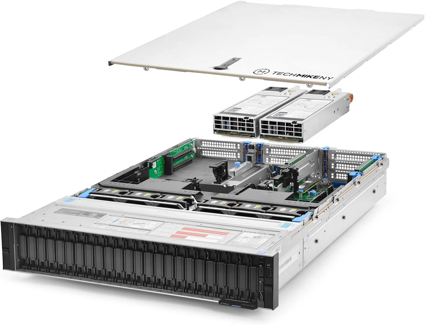 سرور TechMikeNY SAS Hybrid 2.00Ghz 40 هسته ای 192 گیگابایت رم + محفظه های PowerEdge R740xd NVMe (بازسازی شده)