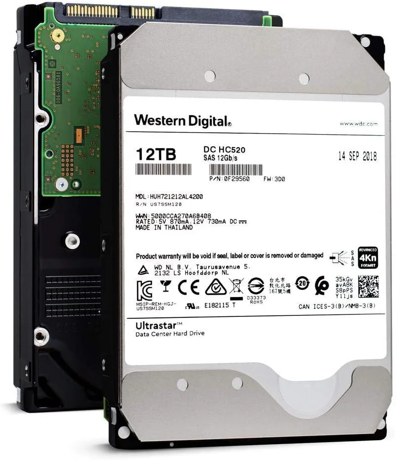 هارد دیسک داخلی 12 ترابایتی HGST WD Ultrastar DC HC520 HUH721212AL4200، سرعت 7200 دور در دقیقه، رابط SAS 12Gb/s، فرمت 4Kn ISE، اندازه 3.5 اینچ، مناسب برای مراکز داده و شرکت ها، مدل: 0F29560 هارد دیسک داخلی 12 ترابایتی HGST WD Ultrastar DC HC520 HUH721212AL4200، سرعت 7200 دور در دقیقه، رابط SAS 12Gb/s، فرمت 4Kn ISE، اندازه 3.5 اینچ، مناسب برای مراکز داده و شرکت ها، مدل: 0F29560