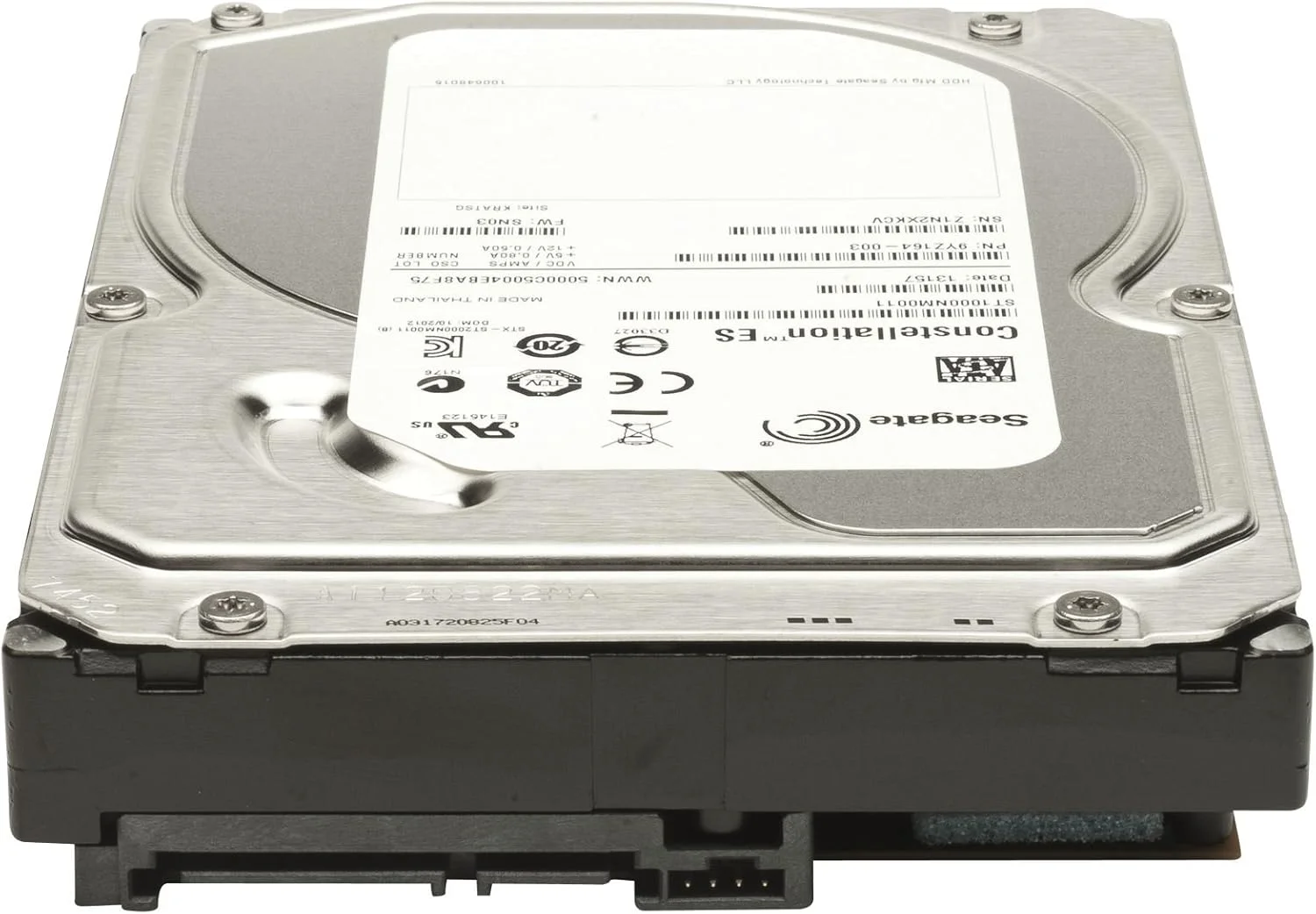 هارد دیسک داخلی سیگیت Constellation ES با ظرفیت 500 گیگابایت، سرعت 7200 دور در دقیقه، رابط SAS 6 گیگابیت بر ثانیه، حافظه کش 64 مگابایت و سایز 3.5 اینچ (مدل ST500NM0001)