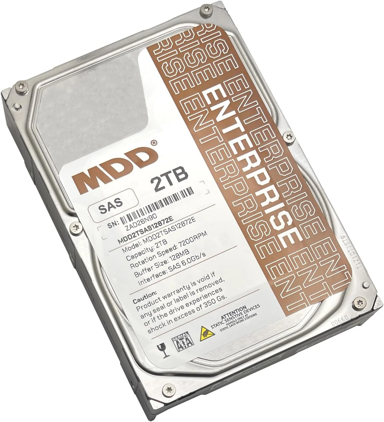 هارد درایو داخلی 2 ترابایتی 7200 دور در دقیقه MDD MAXDIGITALDATA با 128 مگابایت حافظه کش SAS 6Gb/s 3.5 اینچی (MD2TSAS12872E) - [نه هارد دیسک SATA] (بازسازی شده)