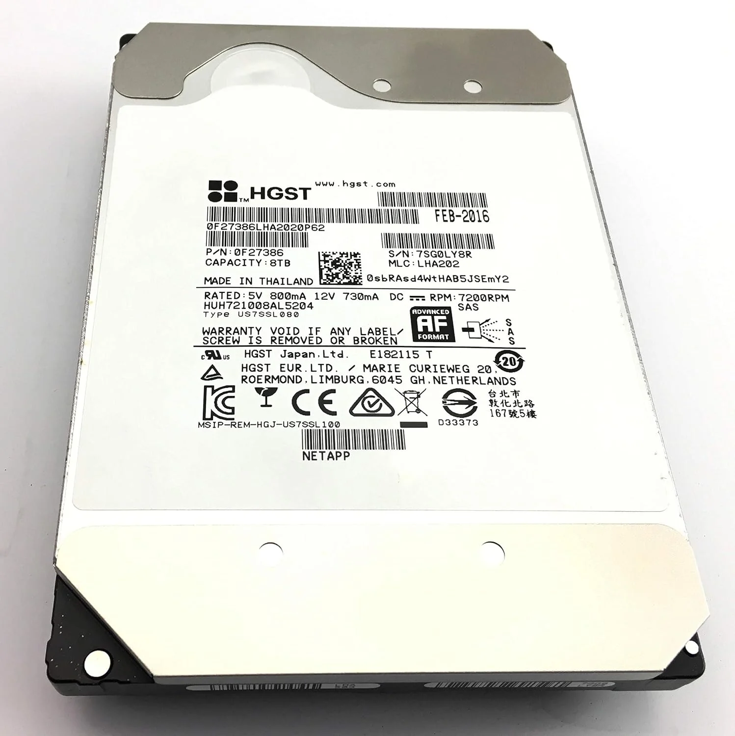 هارد درایو داخلی HGST Ultrastar He10 با ظرفیت 8 ترابایت، سرعت 7.2K و رابط 12Gbps SAS، سایز 3.5 اینچ مدل HUH721008AL5204 هارد درایو داخلی HGST Ultrastar He10 با ظرفیت 8 ترابایت، سرعت 7.2K و رابط 12Gbps SAS، سایز 3.5 اینچ مدل HUH721008AL5204