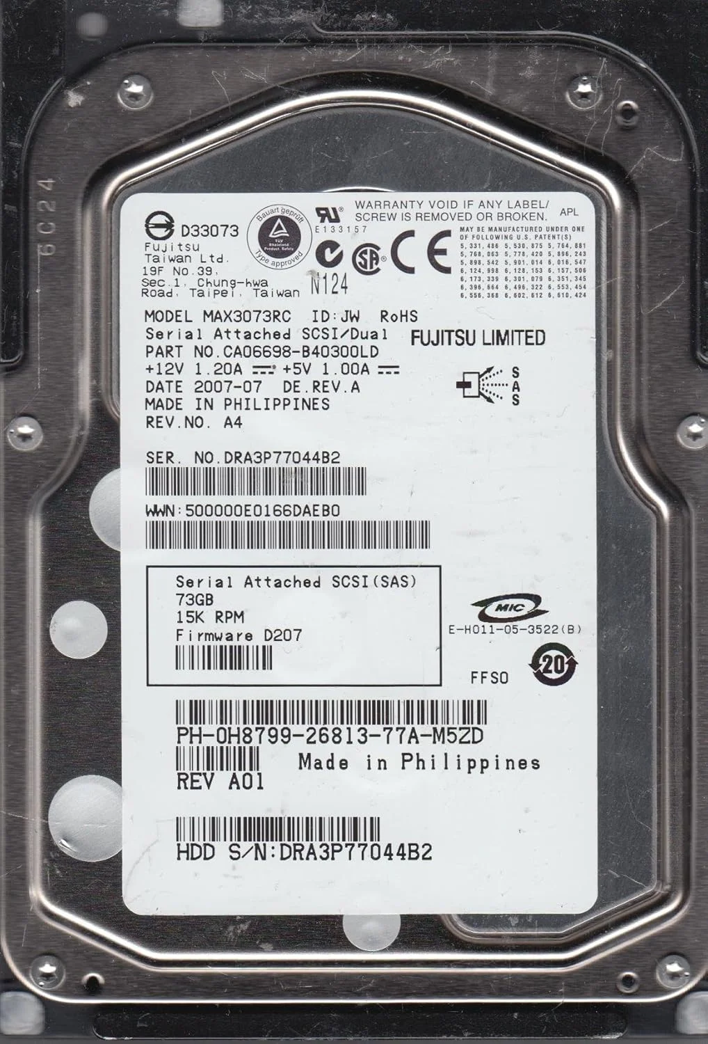 هارد درایو فوجیتسو MAX3073RC-M با ظرفیت 73 گیگابایت SAS 15k 3.5 اینچی هارد درایو فوجیتسو MAX3073RC-M با ظرفیت 73 گیگابایت SAS 15k 3.5 اینچی