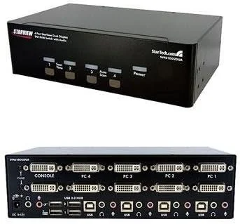 سوییچ KVM چهار پورت USB با دو خروجی DVI و هاب USB 2.0