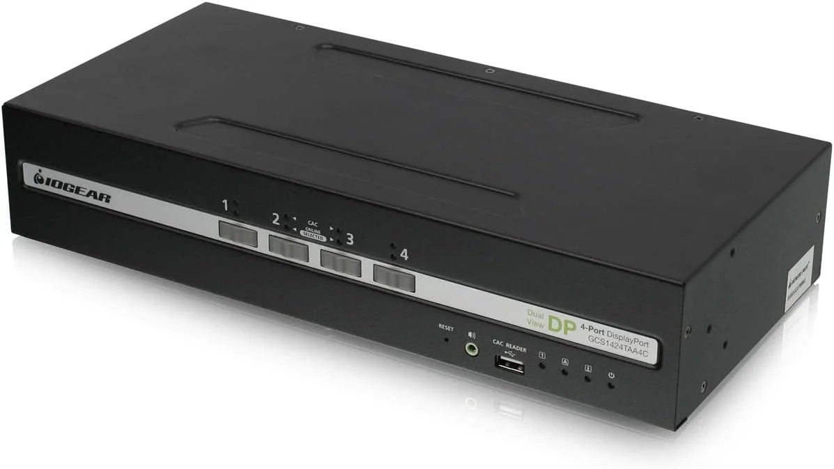 سوئیچ KVM امن 4 پورت Dual View DisplayPort با پشتیبانی از صدا و CAC