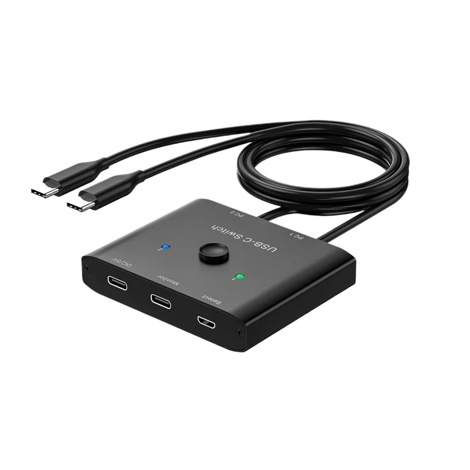 سوییچ 8K USB C برای 2 کامپیوتر، سوییچ KVM USB Type-C با انتقال ویدیویی 4K / انتقال داده 10 گیگابیت بر ثانیه / شارژ 100 واتی