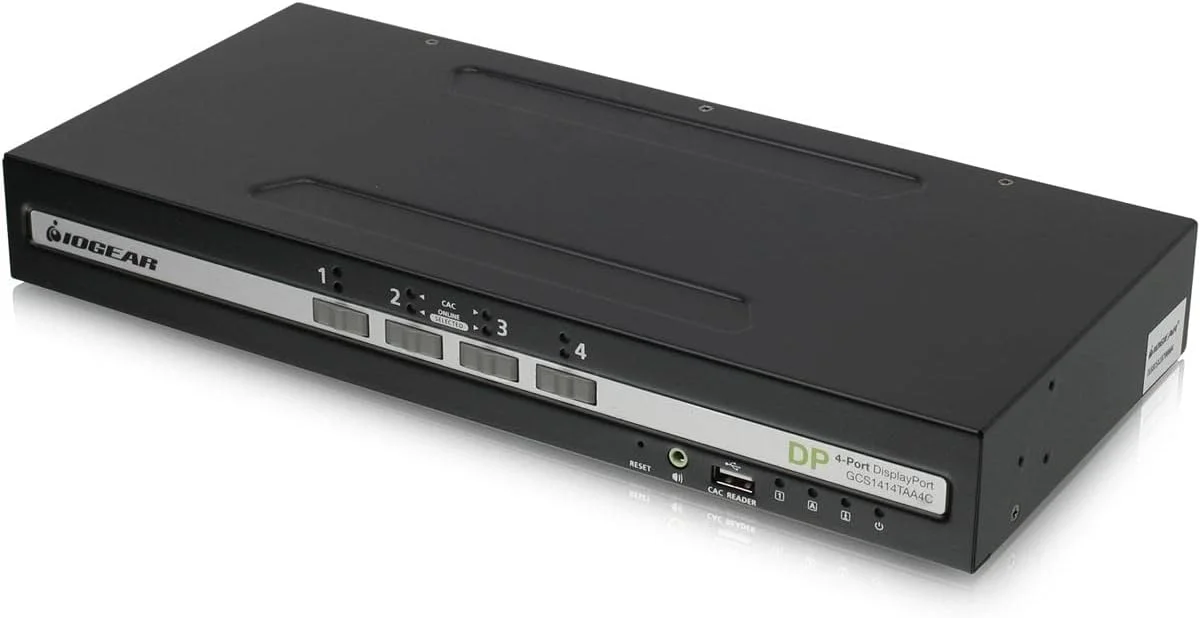 سوئیچ KVM امن DisplayPort تک نمایشگر 4 پورت با پشتیبانی از صدا و CAC