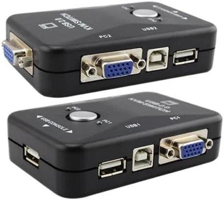 سوئیچ KVM مانیتور VGA ویدئویی USB 2.0 دو پورت برای کنترل 2 کامپیوتر