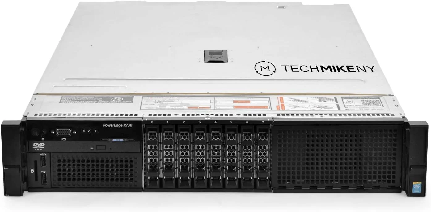 سرور TechMikeNY 2X E5-2680v4 2.40Ghz 28 هسته ای 128 گیگابایت رم 4X محفظه NAS PowerEdge R730 (بازسازی شده)