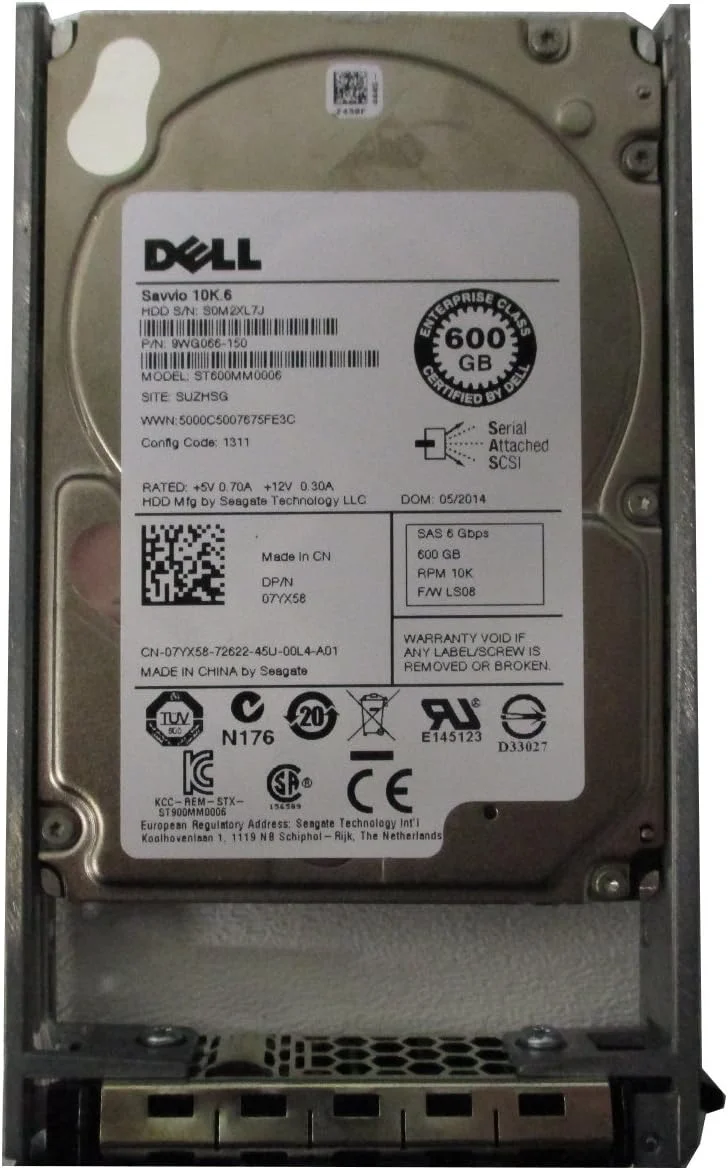 هارد دیسک 600 گیگابایتی 10K RPM 2.5 اینچی SAS-6Gb/s دل مدل 7YX58 (بازسازی شده)