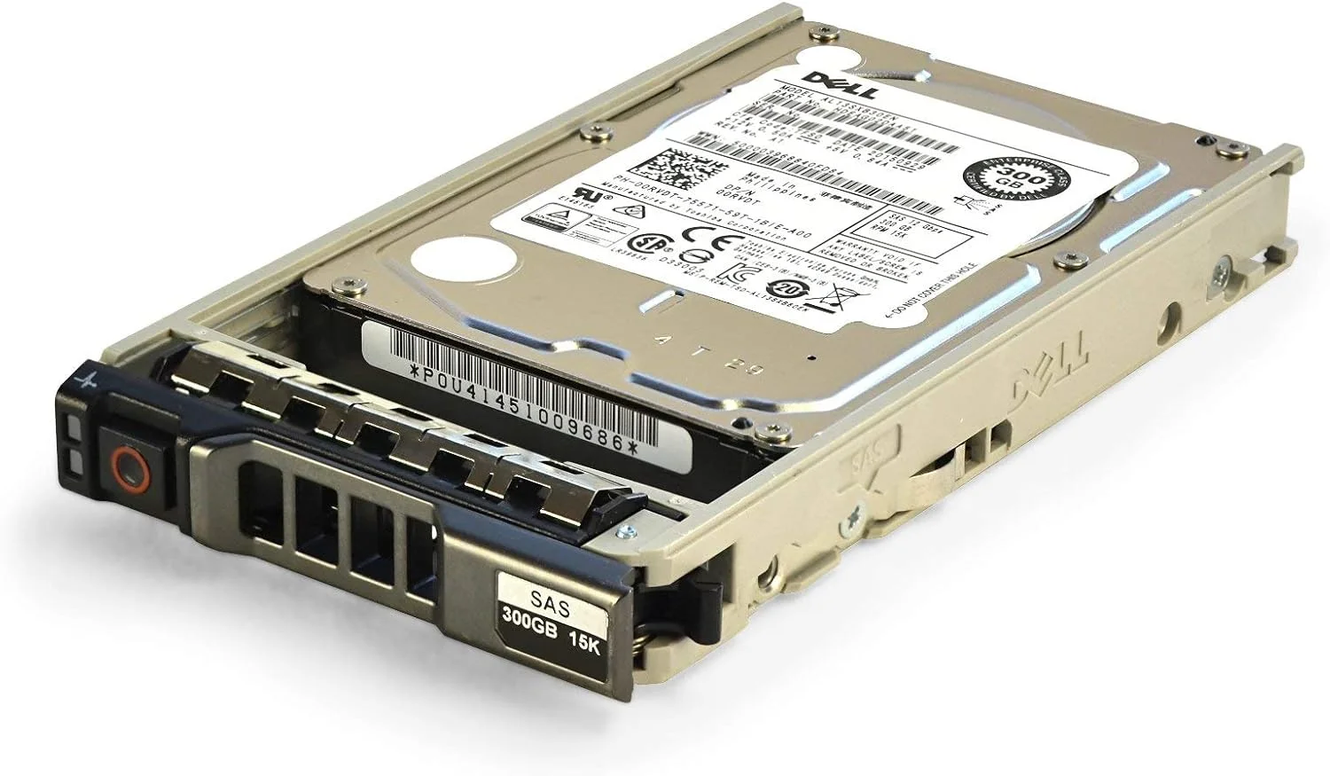 هارد دیسک درایو دل 00RVDT با ظرفیت 300 گیگابایت، سرعت 15K، نوع SAS، سایز 2.5 اینچ و سرعت انتقال 12 گیگابیت بر ثانیه به همراه محفظه/کشویی 2.5 اینچی (بازسازی شده)