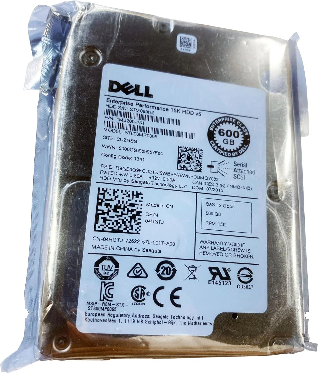 هارد درایو 600 گیگابایتی 15K RPM 2.5 اینچی Enterprise SAS 12Gbps سازگار با سرور Dell PowerEdge G13 R630 R730 4HGTJ بدون سینی هارد