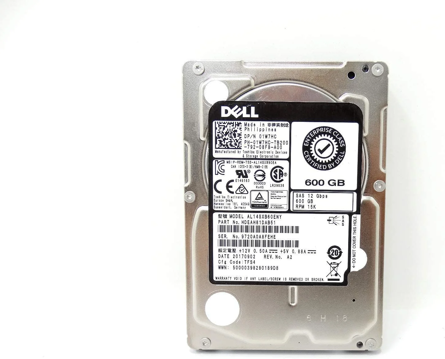 هارد درایو سازمانی دل 600 گیگابایت 15K 12Gb/s SAS 2.5 اینچی (بازسازی شده) هارد درایو سازمانی دل 600 گیگابایت 15K 12Gb/s SAS 2.5 اینچی (بازسازی شده)