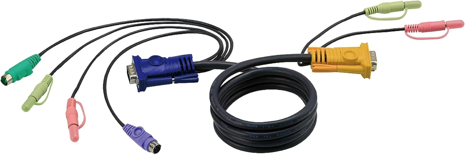 کابل KVM مدل ATEN PS2 با صدا SPHD-15 به VGA، PS2 و صدا 2L5301P، طول 90 سانتی متر