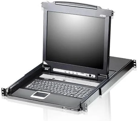 سوئیچ ۱۶ پورت ۱۹ اینچی LCD KVMP آتن، دارای پورت USB، مدل CL5716N-ATA-2XK06UG (دارای صفحه کلید UK با پورت USB)