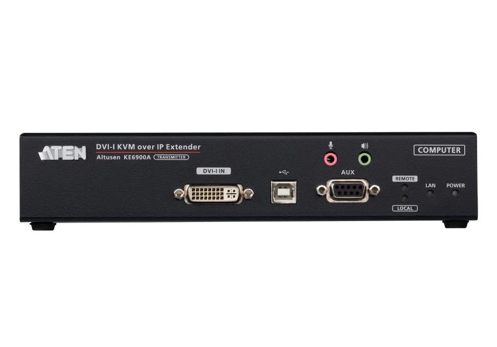 فرستنده KVM دو نمایشگر DVI از طریق IP آتن با اتصال شبکه فیبر نوری SFP