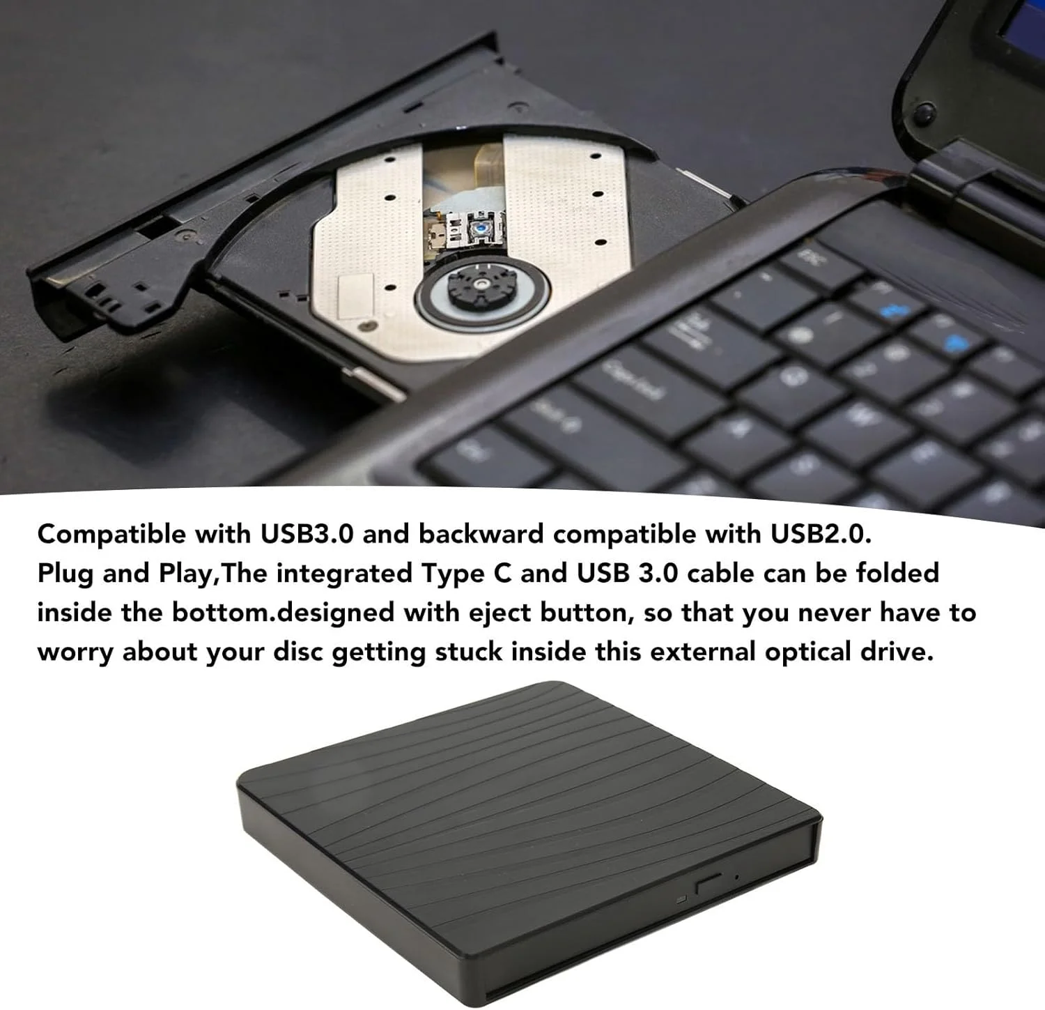 محفظه درایو DVD اکسترنال Bewinner 5Gbps برای لپ تاپ، محفظه درایو DVD USB 3.0 Type C، جعبه درایو CD، کیت محفظه درایو نوری باریک قابل حمل برای درایوهای 9.5mm 9mm S ATA CD DVD BD (A) محفظه درایو DVD اکسترنال Bewinner 5Gbps برای لپ تاپ، محفظه درایو DVD USB 3.0 Type C، جعبه درایو CD، کیت محفظه درایو نوری باریک قابل حمل برای درایوهای 9.5mm 9mm S ATA CD DVD BD (A)