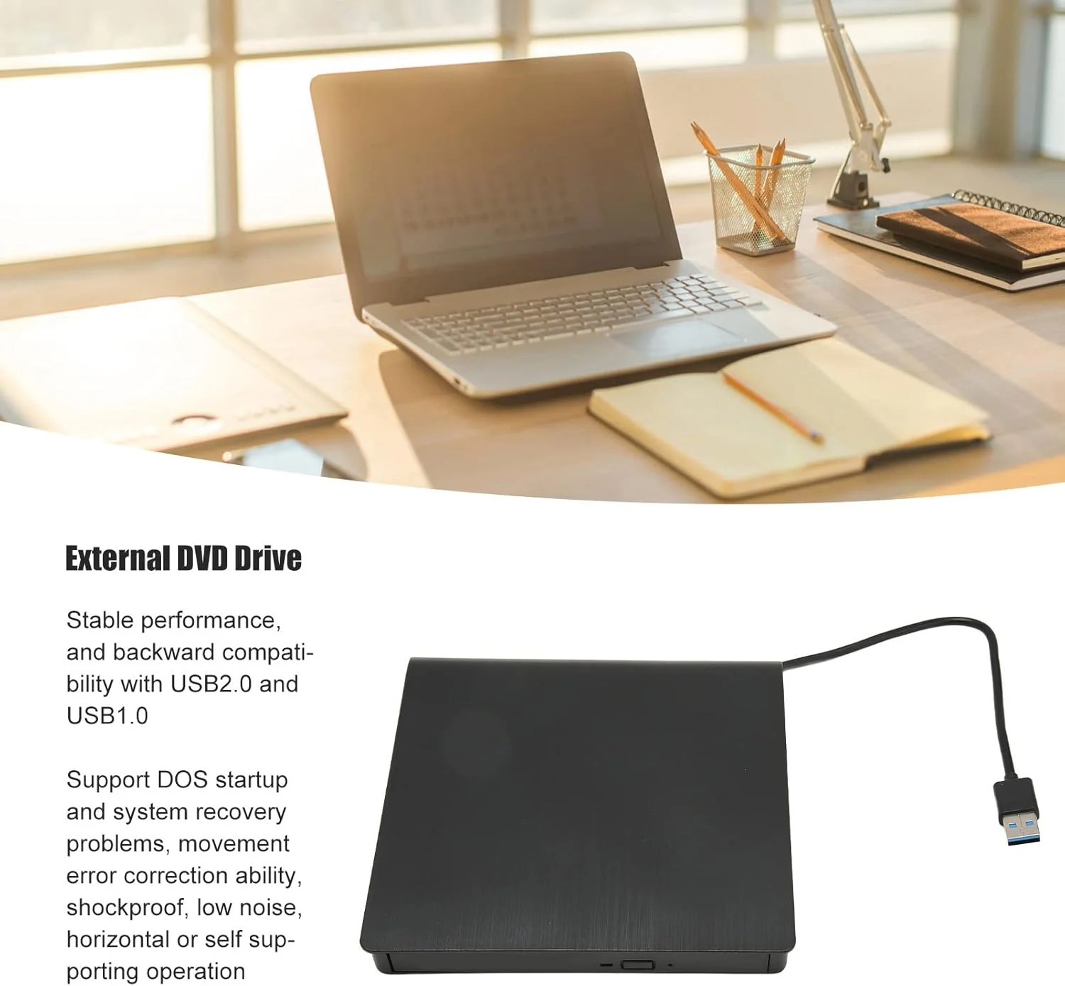 دی وی دی رایتر اکسترنال USB3.0 Bewinner، درایو نوری CD DVD ROM قابل حمل با آداپتور USB C، پخش کننده CD DVD باریک برای لپ تاپ CD DVD برای 7، 8، 10 دی وی دی رایتر اکسترنال USB3.0 Bewinner، درایو نوری CD DVD ROM قابل حمل با آداپتور USB C، پخش کننده CD DVD باریک برای لپ تاپ CD DVD برای 7، 8، 10