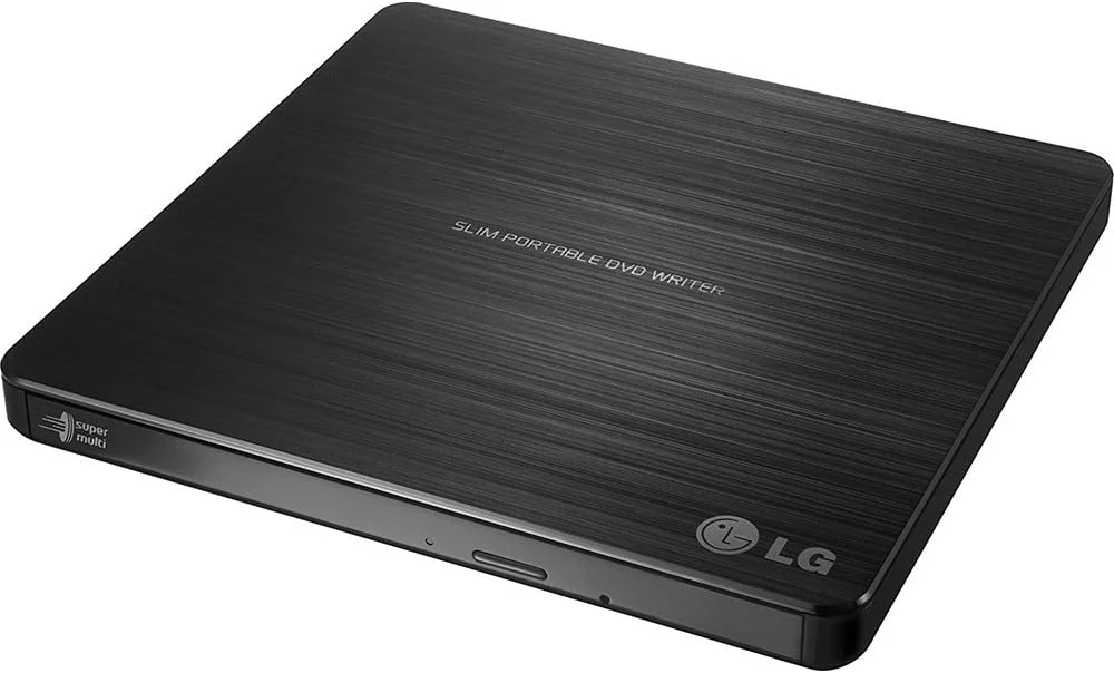 درایو نوری اکسترنال DVD رایتر فوق باریک LG Electronics 8X USB 2.0 Super Multi با پشتیبانی از M-DISC برای کامپیوتر و مک، مشکی (GP60NB50)