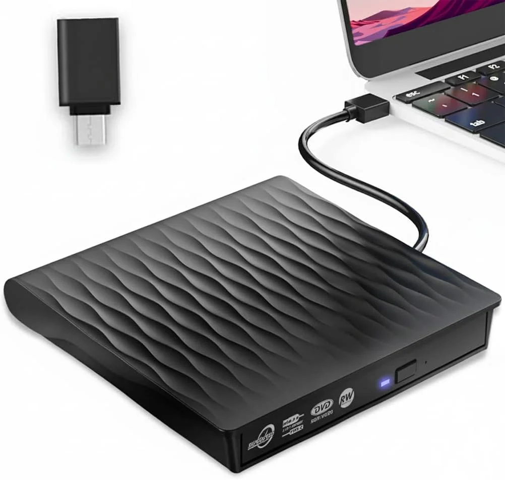 درایو DVD اکسترنال NALACAL، رایتر CD قابل حمل، درایو نوری USB 3.0 Type-C DVD ROM، پخش کننده RW برای لپ تاپ، کامپیوتر رومیزی، ویندوز 7، 11، 10، مک پرو و مک بوک ایر