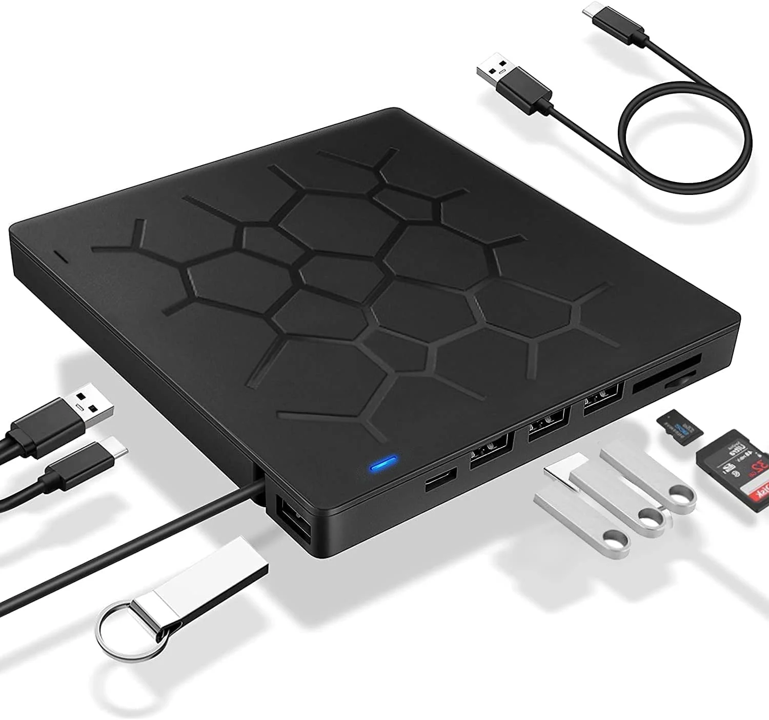 درایو DVD اکسترنال Funito، USB 3.0 CD DVD رایتر برای لپ تاپ، درایو دیسک نوری Type-C CD/DVD ROM +/-RW با 4 پورت USB و 2 اسلات کارت SD، فوق العاده باریک، برای مک، PC ویندوز 11/10/8/7 لینوکس درایو DVD اکسترنال Funito، USB 3.0 CD DVD رایتر برای لپ تاپ، درایو دیسک نوری Type-C CD/DVD ROM +/-RW با 4 پورت USB و 2 اسلات کارت SD، فوق العاده باریک، برای مک، PC ویندوز 11/10/8/7 لینوکس