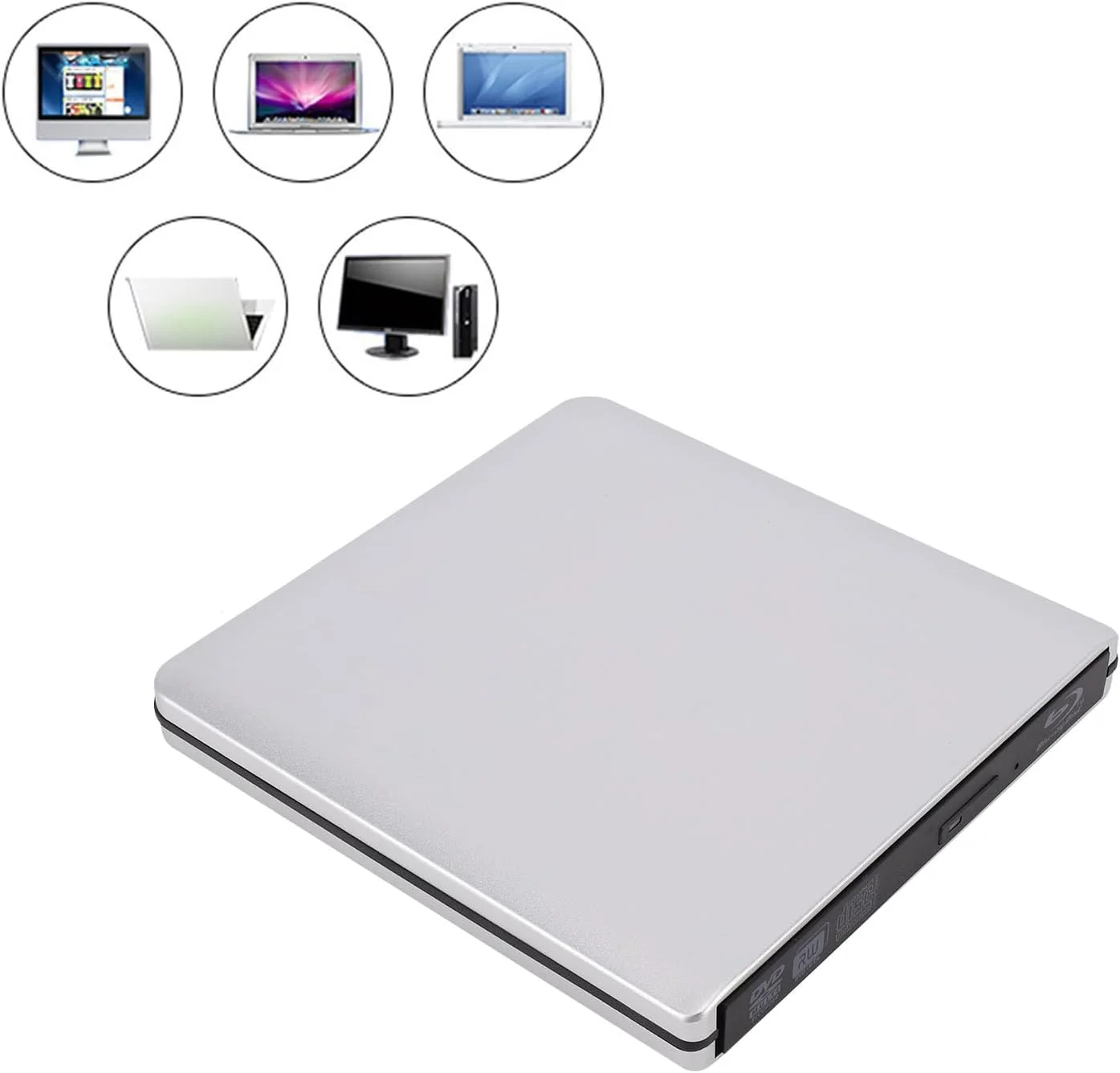 درایو نوری اکسترنال USB3.0، بدنه آلیاژ آلومینیوم، رایتر دیسک بلوری DVD/CD برای لپ تاپ