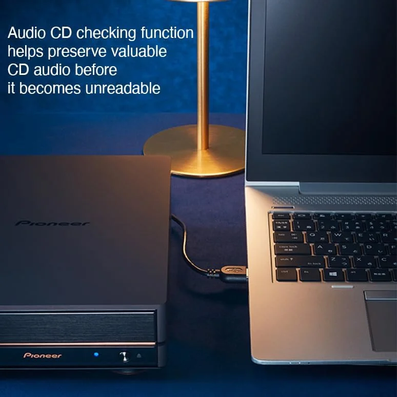 درایو بلوری اکسترنال پایونیر مدل BDR-X13U-X سازگار با M-DISC BDXL، مدل پریمیوم، سازگار با USB Type-C، مشکی مات (پوشش لاستیکی با کیفیت بالا)، مدل مخصوص ایالات متحده