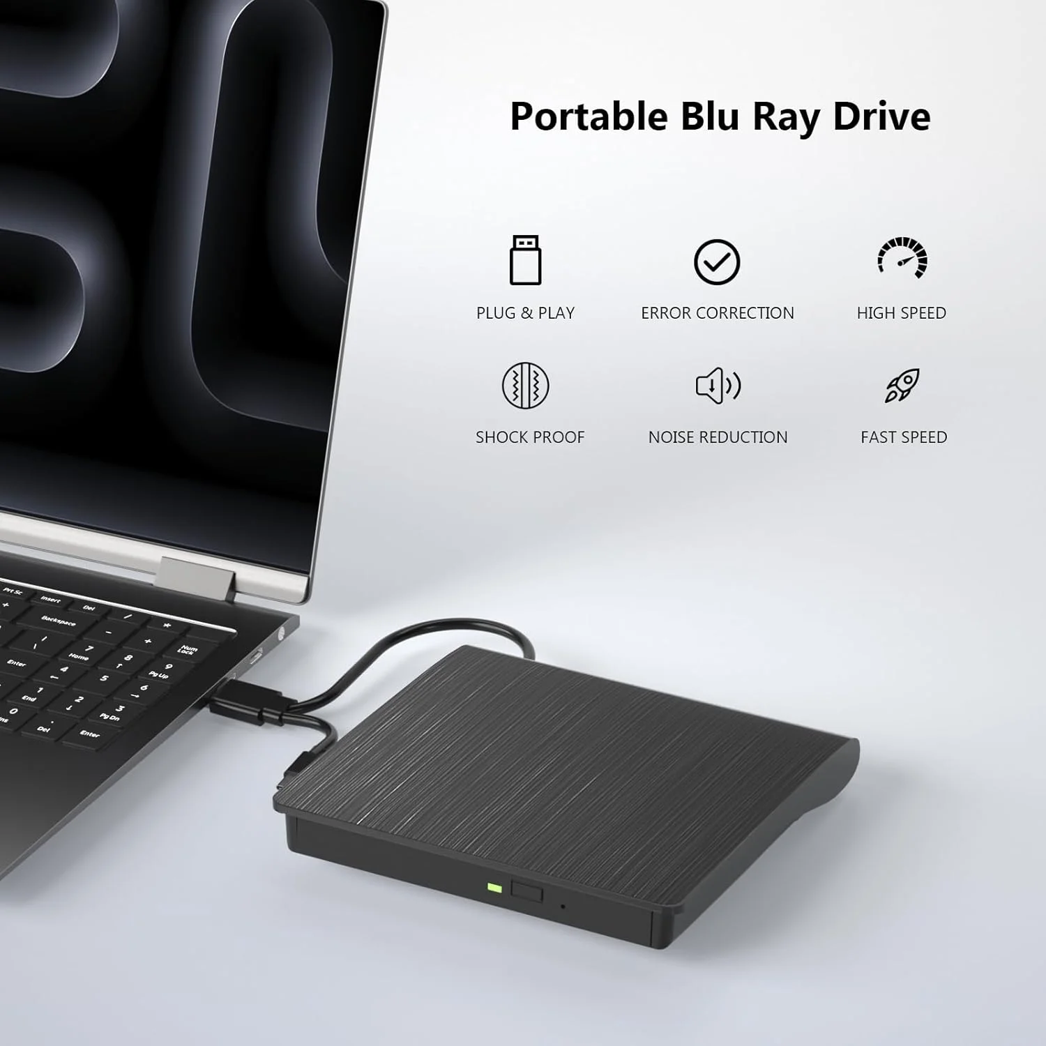 پخش کننده بلوری اکسترنال DVD/BD/CD، پخش/رایت، قابل حمل USB 3.0 Type-C 4K Ultra High Definition Blu-Ray Recorder برای Win7/8/10/11/MacOS