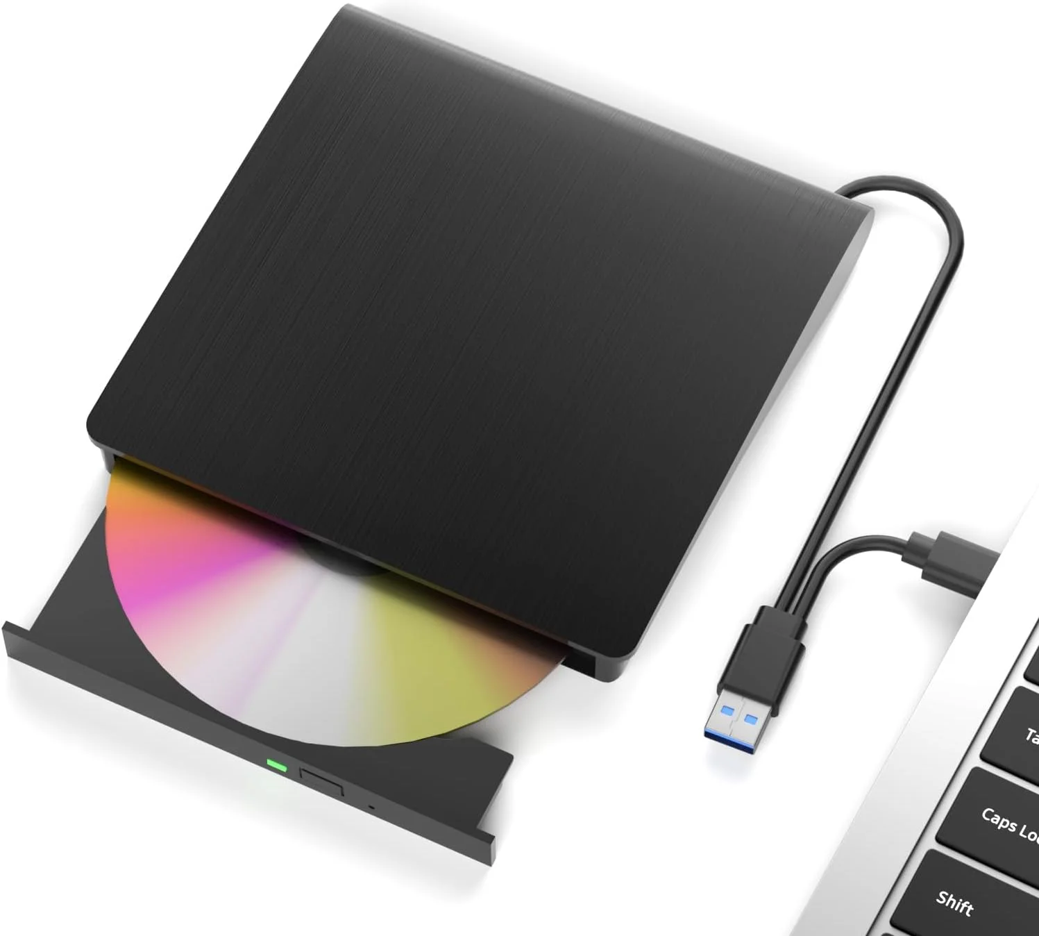 درایو بلوری DVD اکسترنال Wintale، درایو DVD بلوری اکسترنال قابل حمل سه بعدی با USB 3.0 و پورت دوگانه Type-C، پخش کننده بلوری اکسترنال مناسب برای ویندوز XP/7/8/10/11 MacOS برای PC، لپ تاپ، دسکتاپ، مک