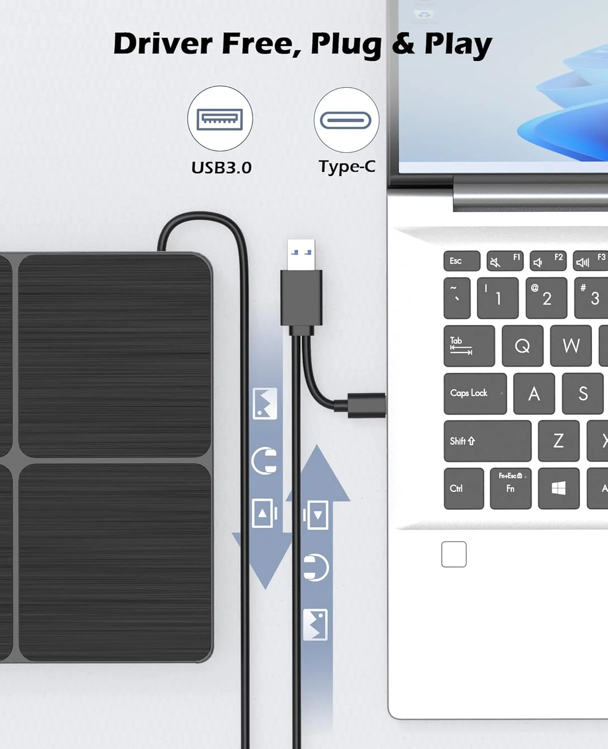 پخش کننده DVD قابل حمل CD برای لپ تاپ، درایو خارجی CD درایو USB DVD، DVD رایتر CD ROM درایو خارجی CD/DVD برای کامپیوتر رومیزی لپ تاپ ویندوز لینوکس سیستم عامل اپل مک
