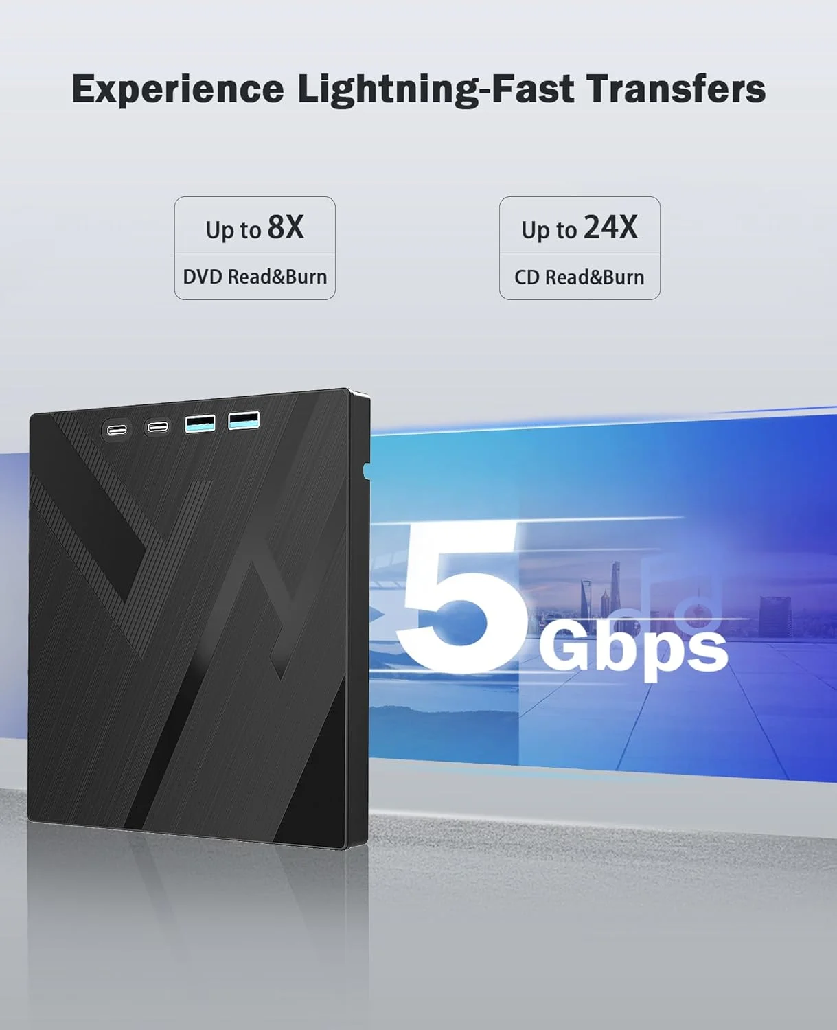 پخش کننده دی وی دی 7 در 1 قابل حمل برای لپ تاپ، دستگاه رایت دی وی دی، درایو اکسترنال CD/DVD برای کامپیوتر، درایو اکسترنال CD، درایو USB DVD برای کامپیوتر رومیزی، لپ تاپ، ویندوز، لینوکس، سیستم عامل اپل مک