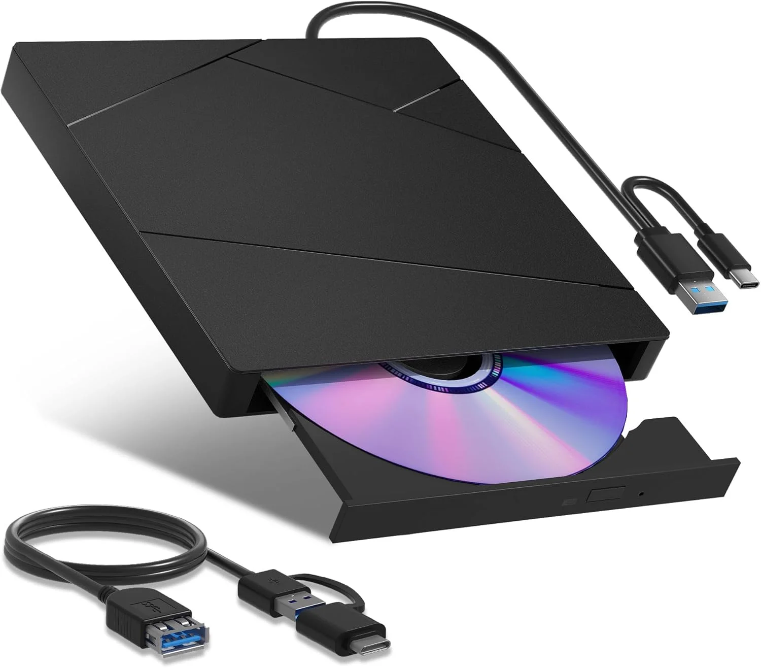 درایو بلوری اکسترنال، درایو بلوری/DVD اکسترنال برای کامپیوتر، رایتر بلوری اکسترنال USB 3.0 Type-C سازگار با ویندوز/MacOS/لینوکس لپ تاپ و کامپیوتر رومیزی