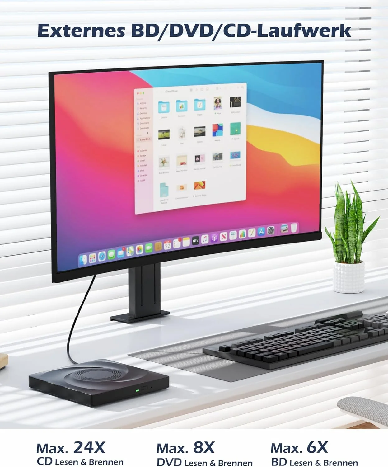 درایو اکسترنال Blu-ray، USB 3.0 و Type-C Blu-Ray Burner Slim 3D Optical Blu-Ray DVD CD Drive سازگار با Windows XP/7/8/10/11 MacOS برای لپ تاپ MacBook و کامپیوتر