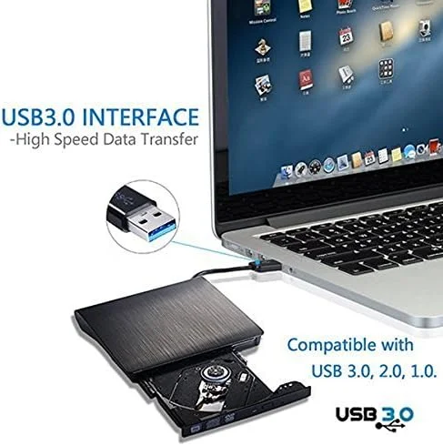 درایو نوری اکسترنال USB 3.0 فوق باریک WarWolf CD/DVD-RW رایتر و پلیر برای مک بوک پرو ایر، آی مک و سایر کامپیوترها و لپ تاپ ها