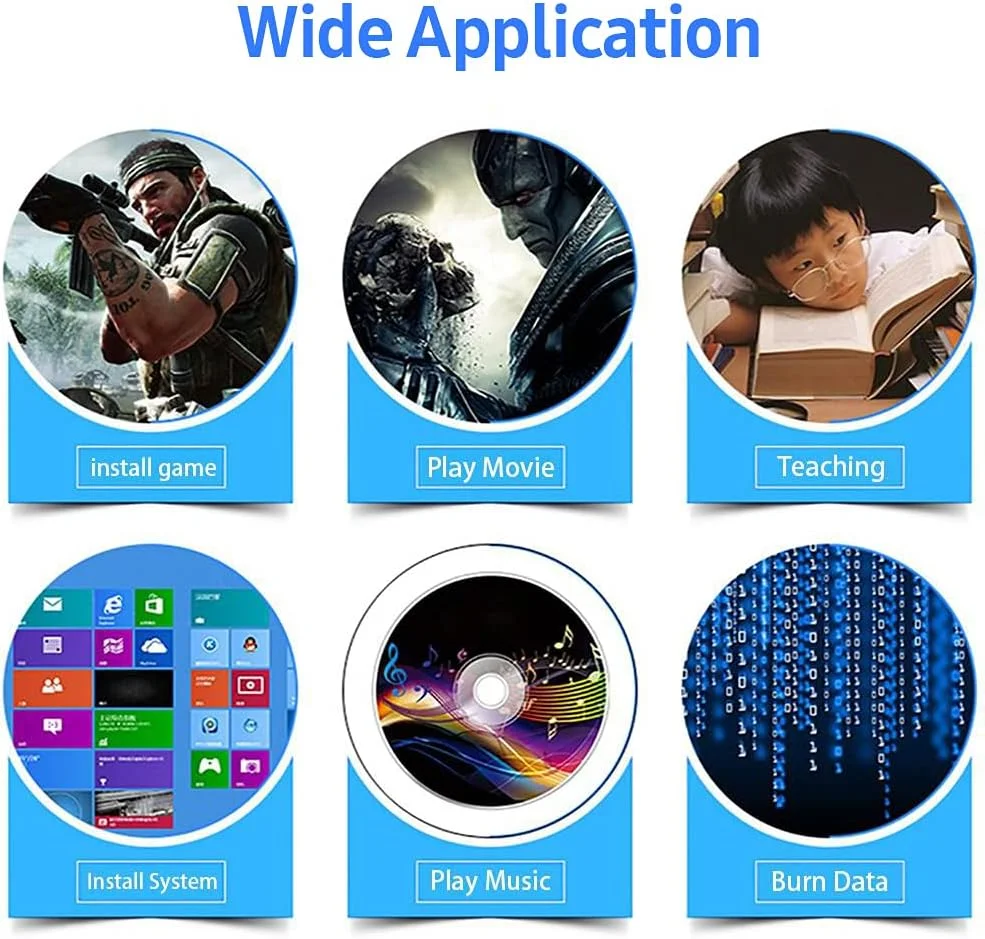 درایو اکسترنال بلوری USB3.0 مدل J/E، رکوردر DVD اکسترنال BD-RE CD/DVD RW، رایتر بلوری قابل حمل، اتصال و استفاده آسان برای کامپیوتر و لپ تاپ