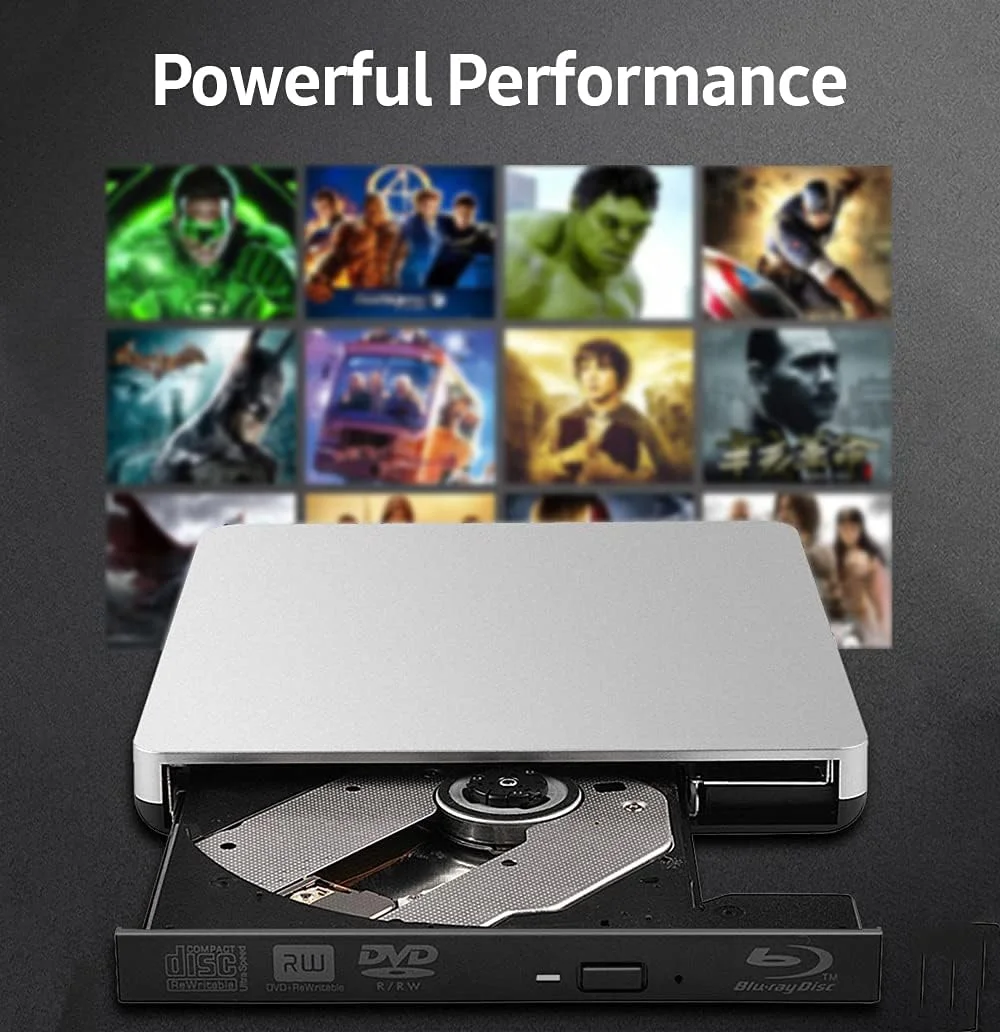 درایو اکسترنال بلوری USB3.0 مدل J/E، رکوردر DVD اکسترنال BD-RE CD/DVD RW، رایتر بلوری قابل حمل، اتصال و استفاده آسان برای کامپیوتر و لپ تاپ