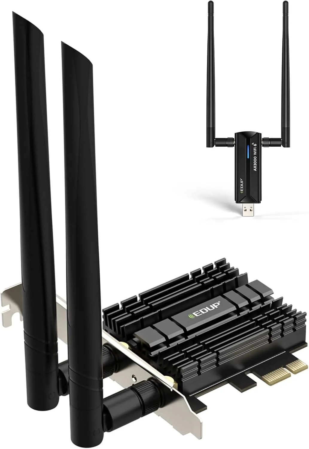 آداپتور USB WiFi 6E مدل AX3000M + کارت شبکه PCI-E WiFi 6 مدل AX1800Mbps