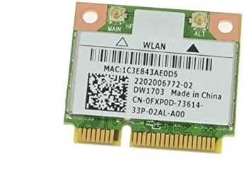 کارت شبکه مینی PCI-E وایرلس و بلوتوث 4.0 مدل DW1703، استاندارد 802.11b/g/n، AR5B225