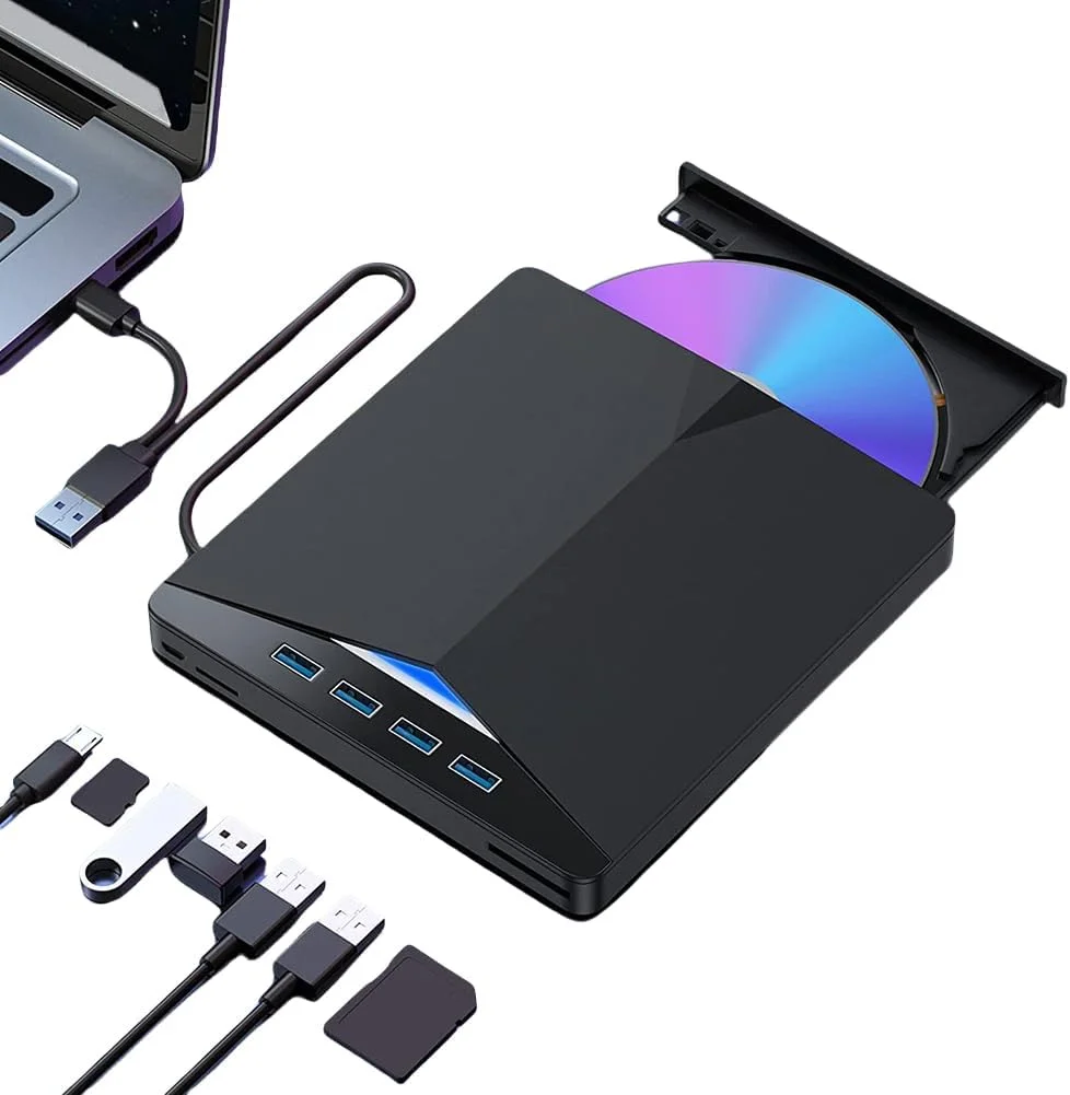 درایو نوری اکسترنال USB 3.0 Type-C هفت کاره، CD DVD رایتر Plug-and-Play برای ویندوز 11/10/8/7/لینوکس/مک OS درایو نوری اکسترنال USB 3.0 Type-C هفت کاره، CD DVD رایتر Plug-and-Play برای ویندوز 11/10/8/7/لینوکس/مک OS