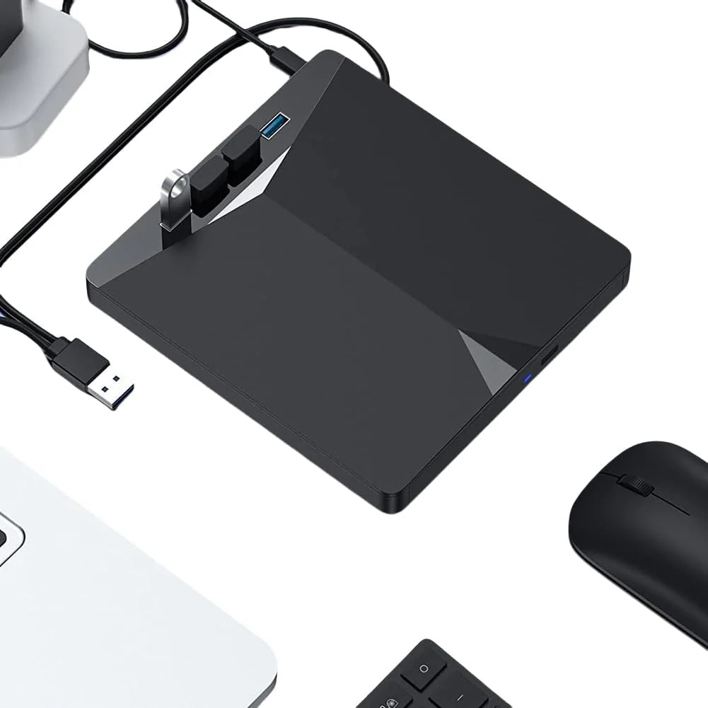 درایو نوری اکسترنال USB 3.0 Type-C هفت کاره، CD DVD رایتر Plug-and-Play برای ویندوز 11/10/8/7/لینوکس/مک OS