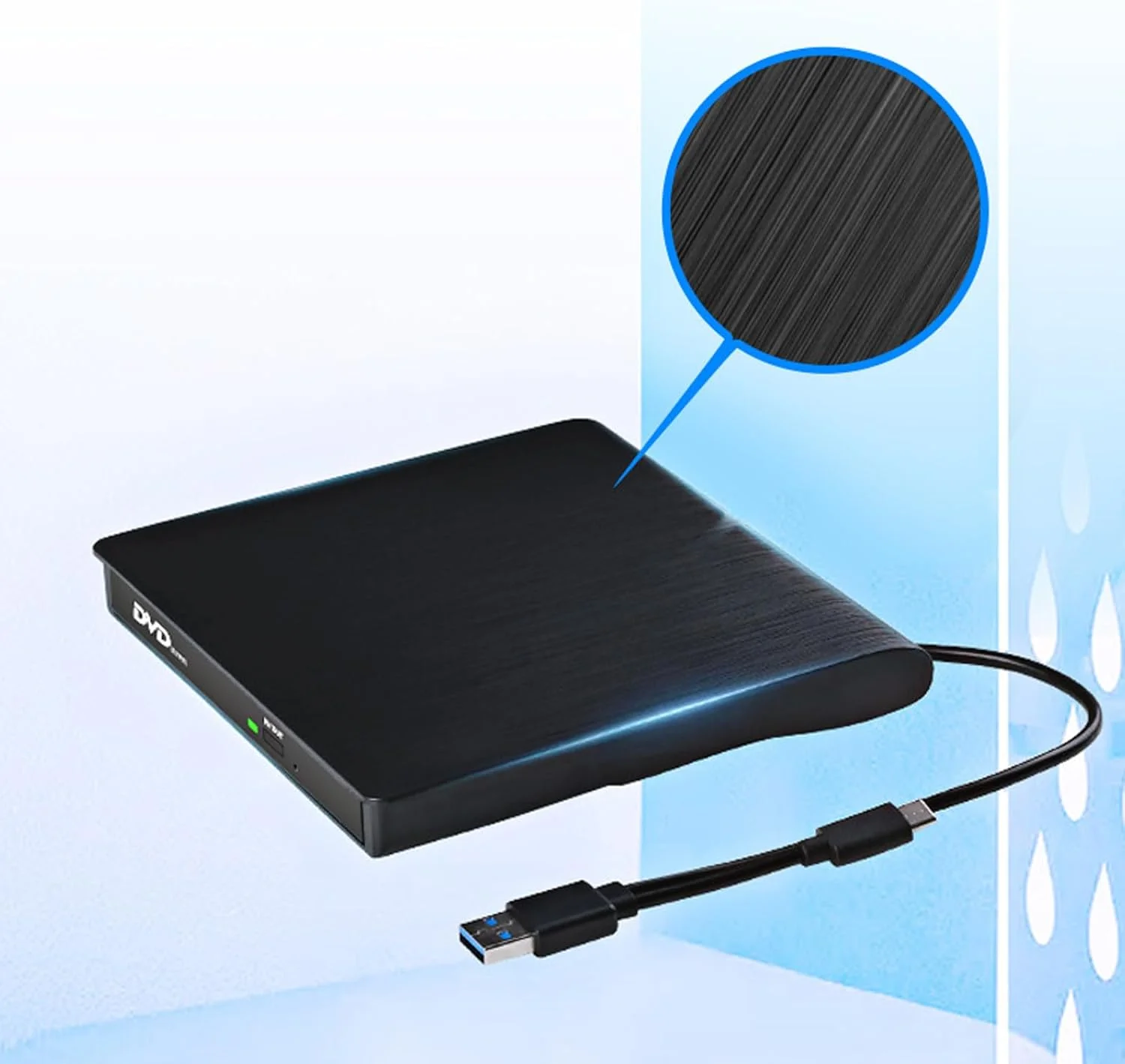 درایو نوری اکسترنال Tazweeq برای لپ تاپ و کامپیوتر، پخش کننده CD و DVD، USB 3.0، رایتر CD، قابل حمل، سازگار با ویندوز 7-10 و مک OS (مشکی)