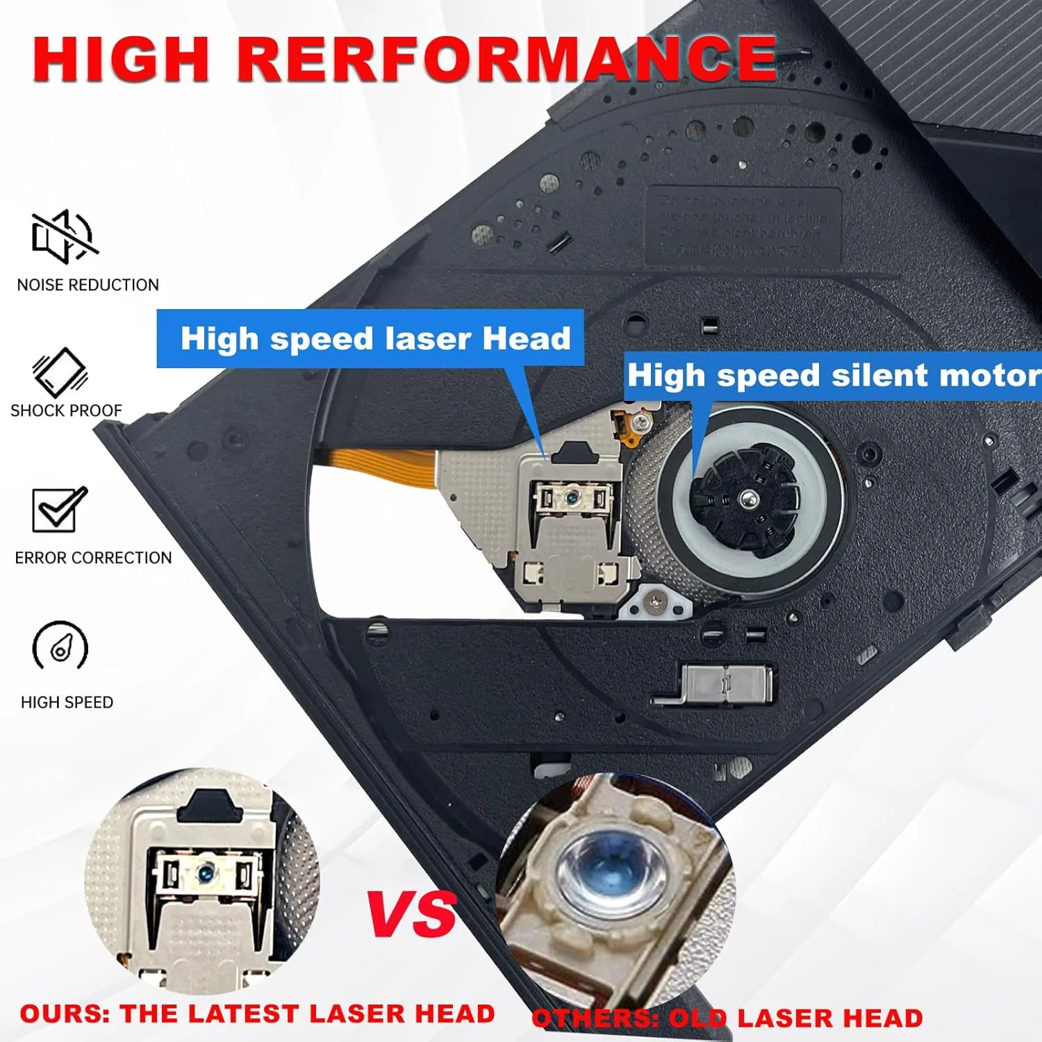 درایو DVD اکسترنال، درایو USB 3.0 قابل حمل CD/DVD +/-RW / پخش کننده DVD برای لپ تاپ CD ROM Burner سازگار با لپ تاپ دسکتاپ PC ویندوز لینوکس OS اپل مک مشکی