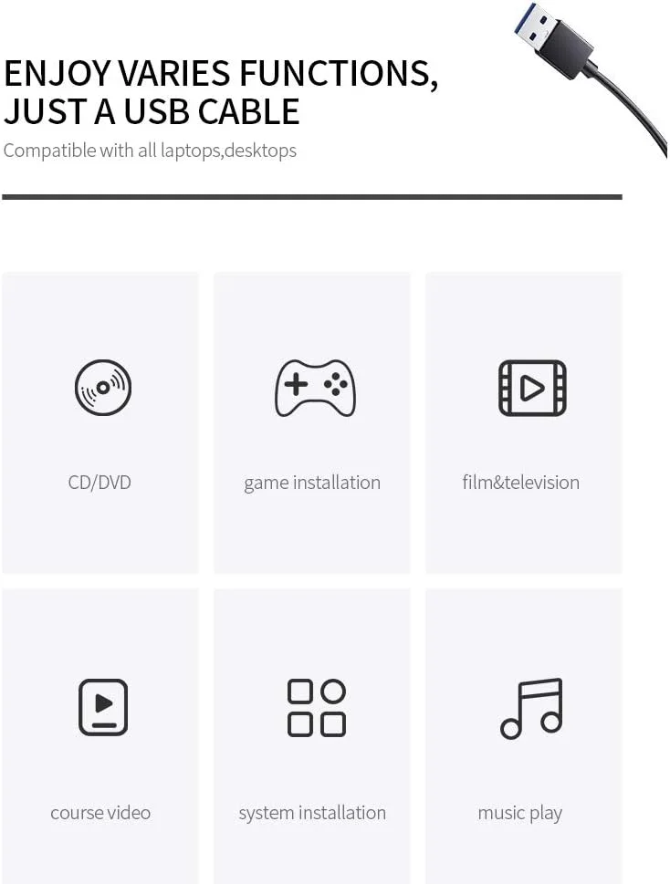 درایو بلوری مکشی USB3.0، درایو نوری اکسترنال، درایور DVD قابل حمل برای ویندوز/IOS - نقره ای