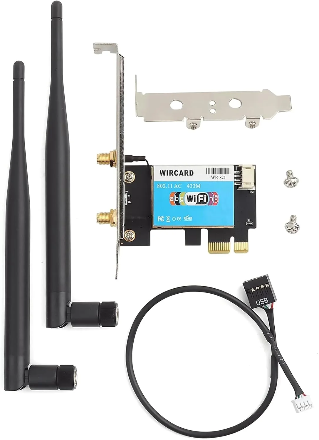 کارت شبکه بی سیم PCI-E مدل RTL8821 دو باند 2.4G و 5G پشتیبانی از BT4.0 و اتصال Wi-Fi 802.11a/b/g/n/ac برای کامپیوتر رومیزی