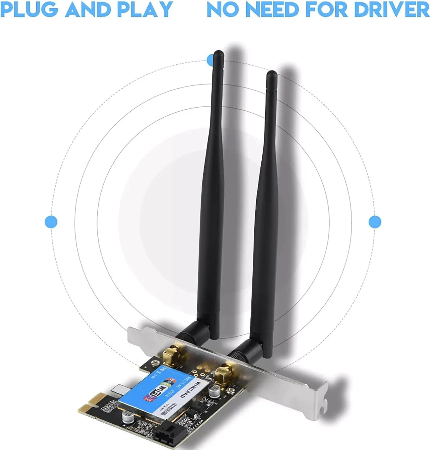 کارت شبکه بی سیم PCI-E مدل RTL8821 دو باند 2.4G و 5G پشتیبانی از BT4.0 و اتصال Wi-Fi 802.11a/b/g/n/ac برای کامپیوتر رومیزی