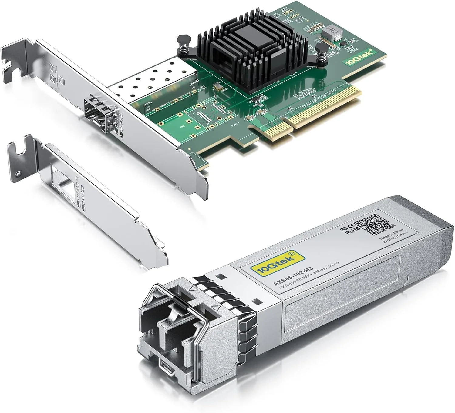 کارت شبکه PCI-E NIC 10 گیگابیتی با فرستنده و گیرنده SFP+ 10GBase-SR سازگار با Intel X520-DA1