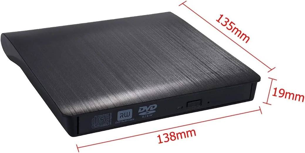 درایو نوری اکسترنال USB 3.0 باریک DVD RW CD رایتر ریدر پلیر برای لپ تاپ PC دفتر کار