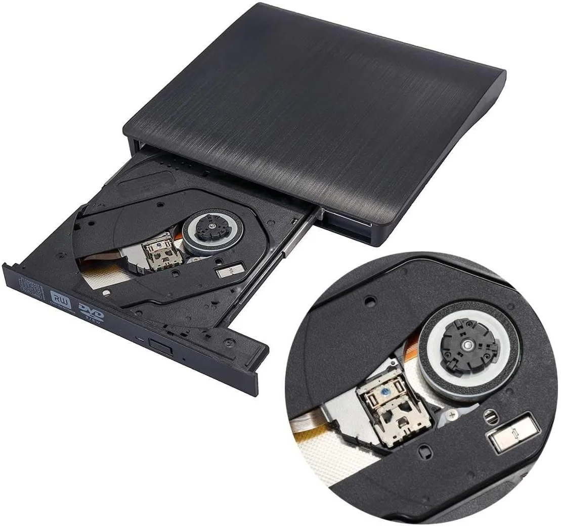 درایو نوری اکسترنال USB 3.0 باریک DVD RW CD رایتر ریدر پلیر برای لپ تاپ PC دفتر کار