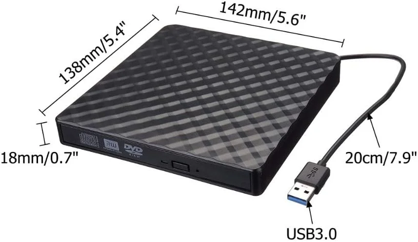 SERVER-AE - درایو نوری اکسترنال USB 3.0 DVD RW CD Writer Slim، نوع سینی، قابل حمل برای لپ تاپ و کامپیوتر